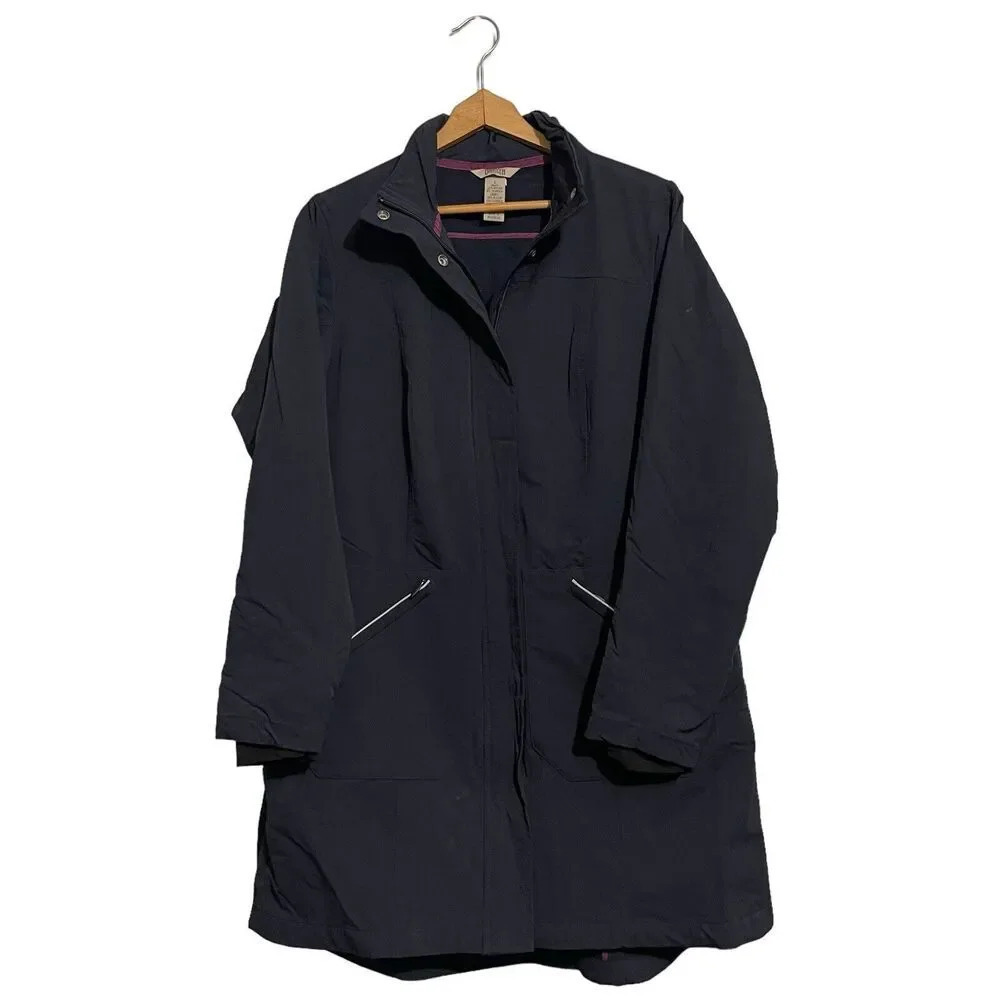 Duluth Trading Coat Jacket Black Long Sleeve Women’s Size L Pockets Mid Length
